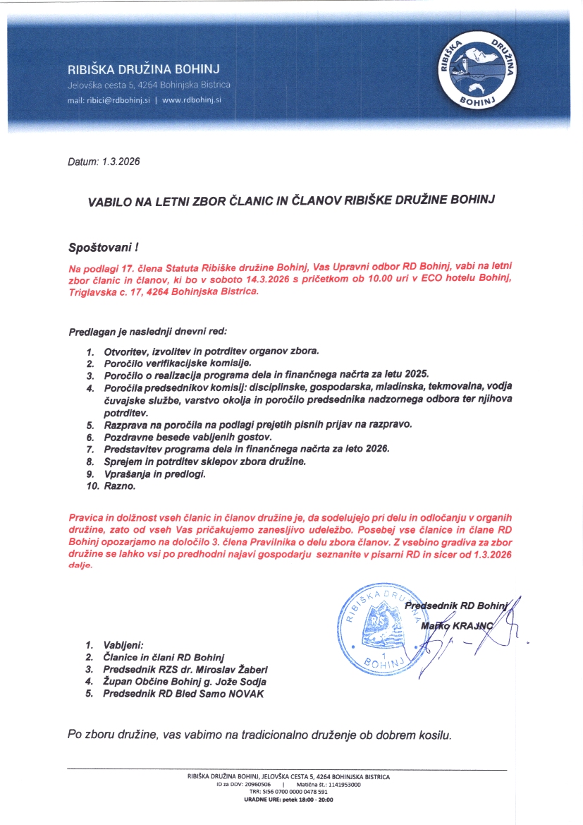 Letni zbor članov – VABILO IN PRIJAVNICA NA RAZPRAVO